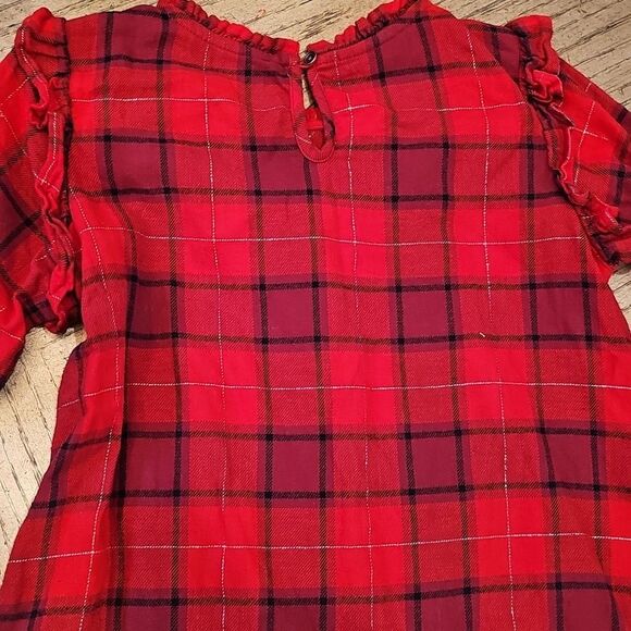 Red Plaid Ruffle Dress Lomg Sleeve Size L Wrangler Girls Excellent New Condition - Picture 9 of 11